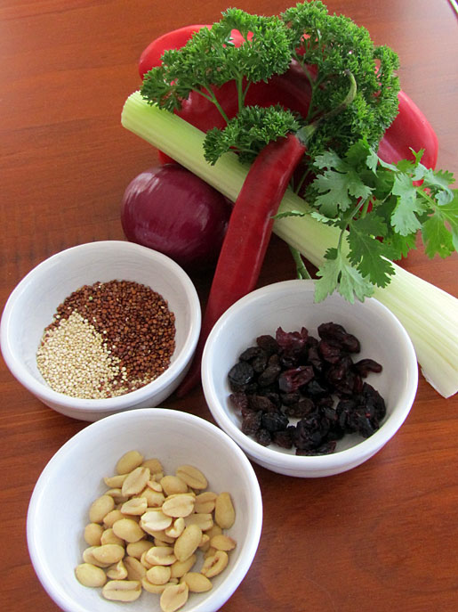ingredients for curried quinoa salad