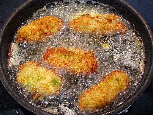 frying colcannon croquettes