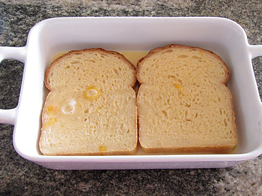soaking bread for baked French toast