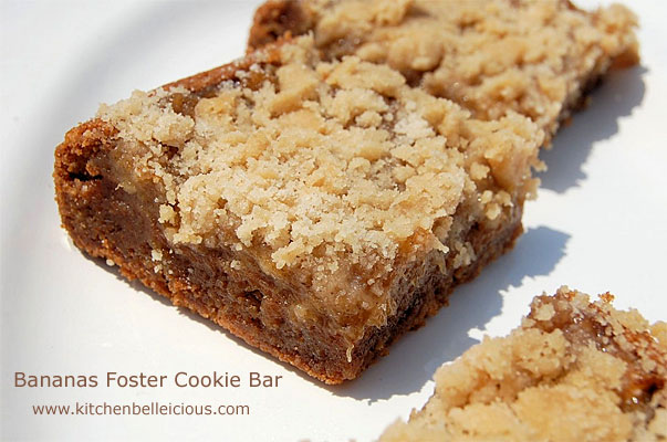 Bananas Foster Cookie Bars by kitchenbelleicious.com