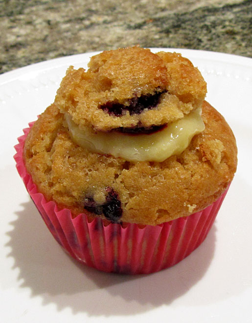 blueberry muffin stuffed with home made lemon curd