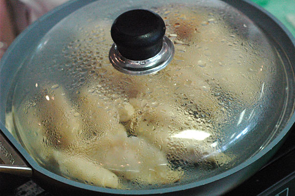 steaming pot stickers