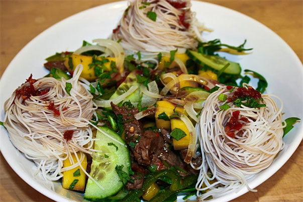 Mango and Beef Salad with Rice Noodles by Charles Smith of Five Euro Food