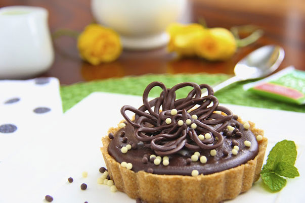 Peanut Butter Tart with Shortbread Crust and Chocolate Ganache