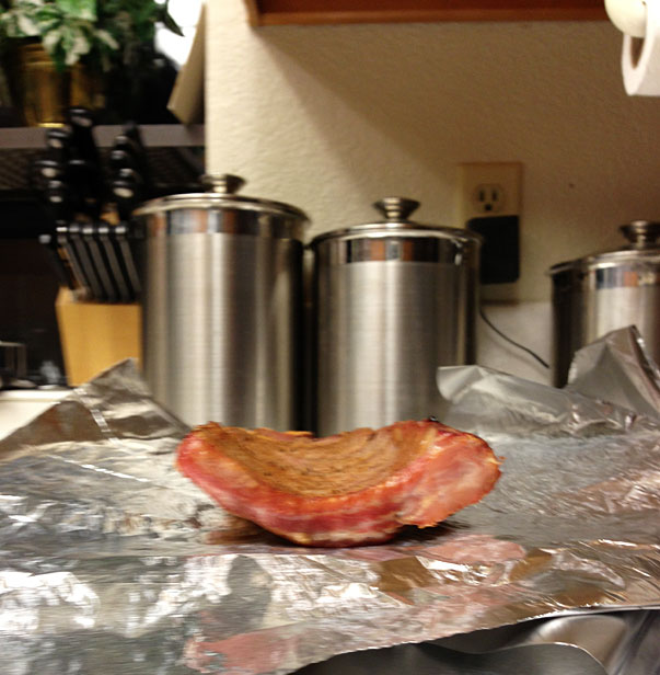 Wrapping easy ribs in foil