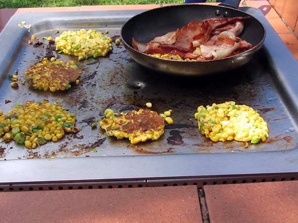 Corn Fritters on the bbq