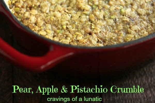 Pear, Apple and Pistachio Crumble by Cravingsofalunatic.com