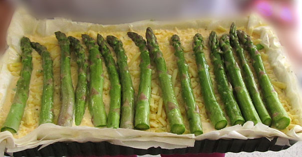 asparagus, potato and cheese quiche