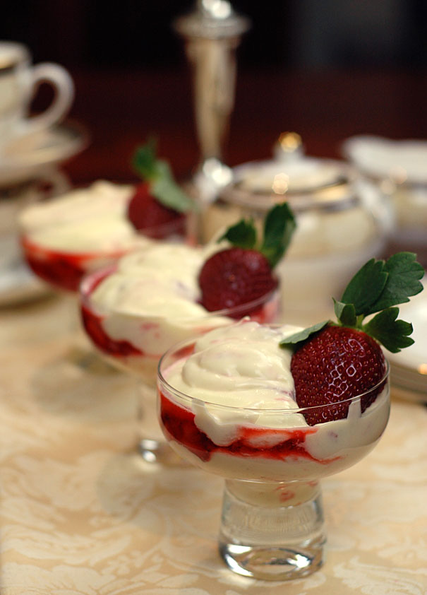 White Chocolate and Roasted Strawberry Fool