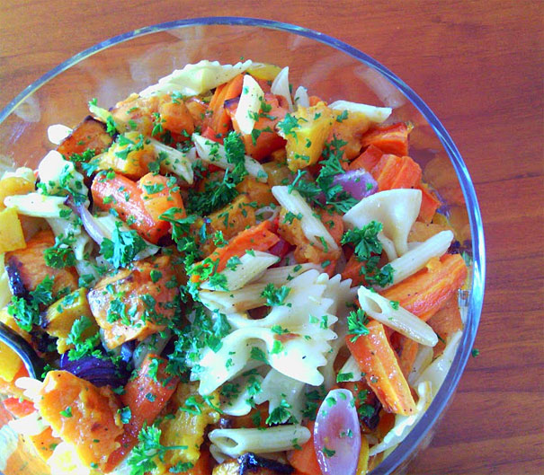 Roasted vegetable pasta salad