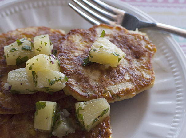 Corn Fritters with Pineapple Salsa