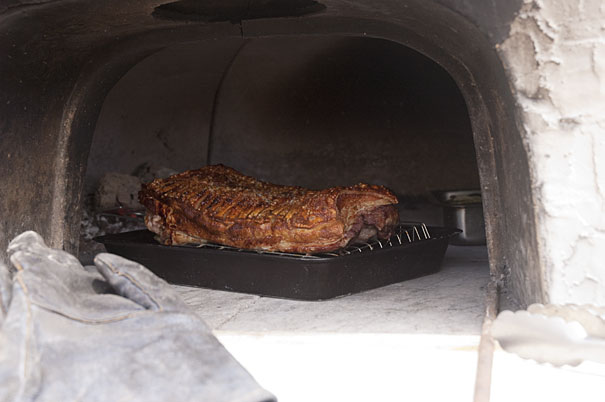 Pork Belly Cooked in a Pizza Oven