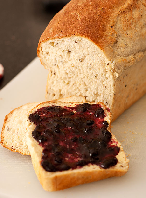 Three-Seed Bread with Blueberry Jam