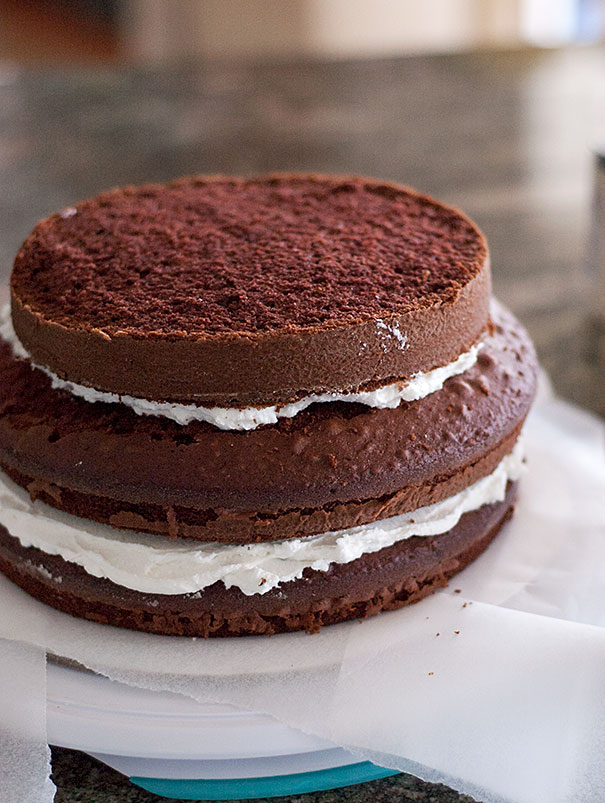 Chocolate two-tier birthday cake