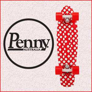 Red and White Polka-dot Penny Skateboard