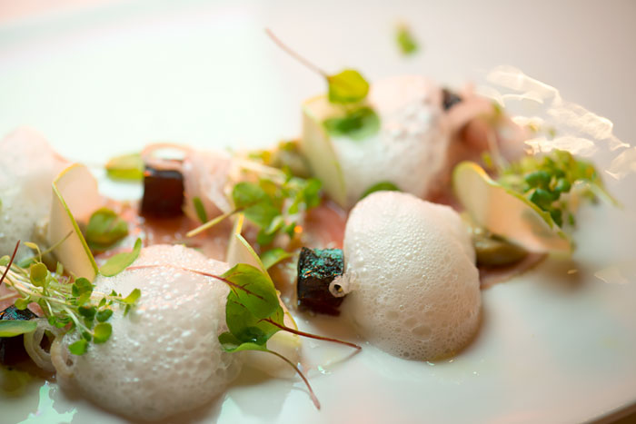 Veal, shallots, apple and parmesan foam