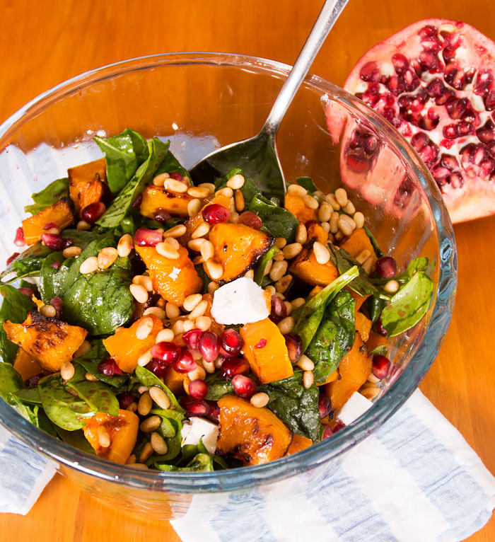 Spinach Salad with Roasted Butternut and Feta