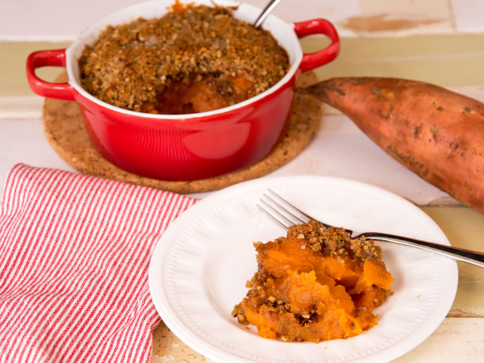 Sweet Potato Casserole with Pecan Streusel Topping