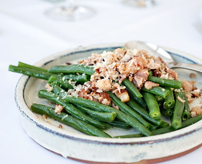 Green beans with bacon and parmesan butter