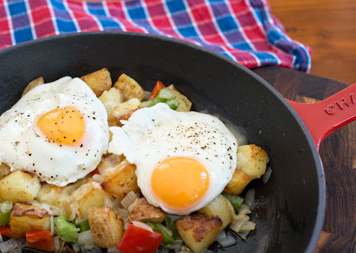 Breakfast potatoes and eggs