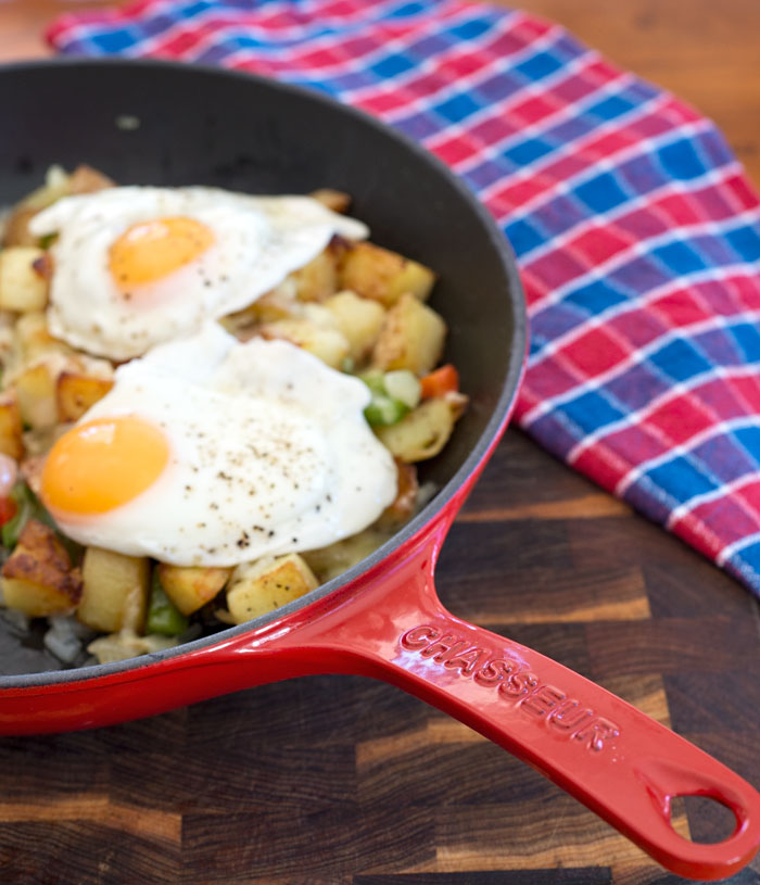 Breakfast potatoes and eggs